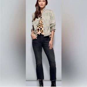 CAbi Black Hi-low crop jean size 4